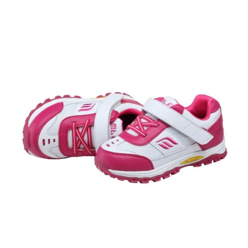 Mt. Emey 3301-5L White/rosy Red - Children Straight Last Athletic Shoes With Elastic Laces - Shoes