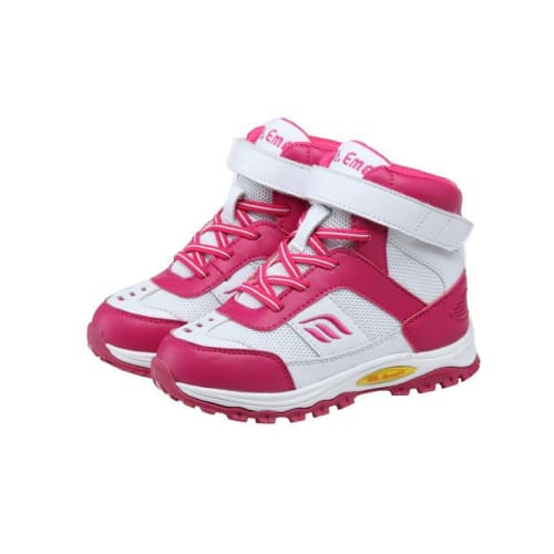 Mt. Emey 3305-5H White/rosy Red - Children Straight Last Athletic Boots With Elastic Laces - Shoes