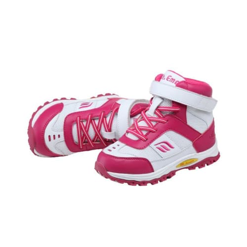 Mt. Emey 3305-5H White/rosy Red - Children Straight Last Athletic Boots With Elastic Laces - Shoes