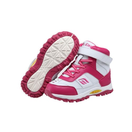 Mt. Emey 3305-5H White/rosy Red - Children Straight Last Athletic Boots With Elastic Laces - Shoes