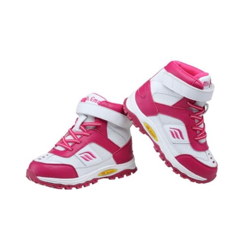 Mt. Emey 3305-5H White/rosy Red - Children Straight Last Athletic Boots With Elastic Laces - Shoes